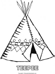 Native American Coloring Fun -Teepee